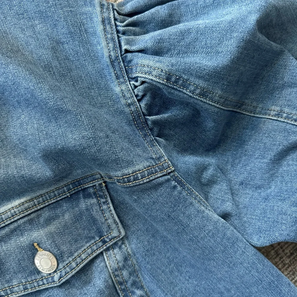 ELOQUII Elements Women's Plus Puff Sleeve Denim Jacket Dress size 22 - Picture 10 of 10